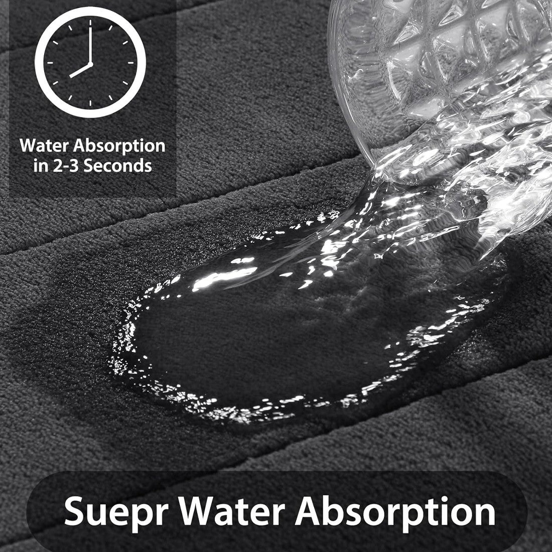 MEMORY FOAM BATH MAT PEDESTAL SET NON SLIP TOILET BATHROOM CONTOUR RUGS 3 PIECE--Grey