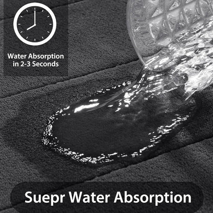 MEMORY FOAM BATH MAT PEDESTAL SET NON SLIP TOILET BATHROOM CONTOUR RUGS 3 PIECE--Grey